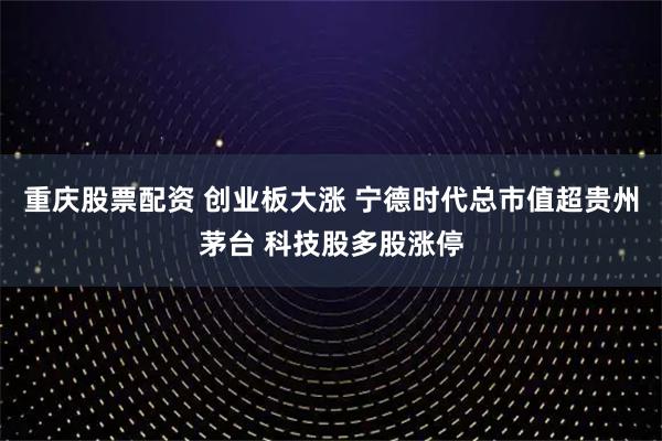重庆股票配资 创业板大涨 宁德时代总市值超贵州茅台 科技股多股涨停