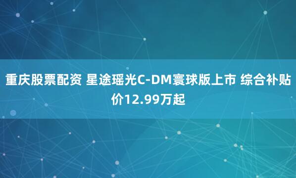 重庆股票配资 星途瑶光C-DM寰球版上市 综合补贴价12.99万起