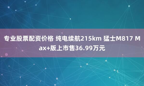 专业股票配资价格 纯电续航215km 猛士M817 Max+版上市售36.99万元